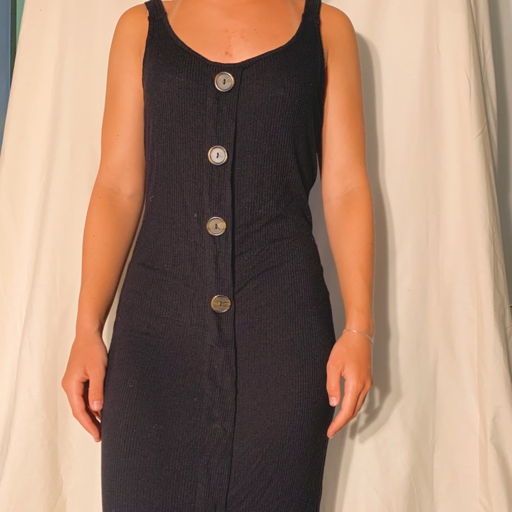 Ribbed black maxi beach dress